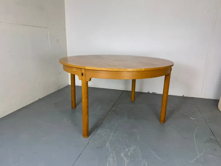 Pamono Mid-Century Danish Round Extendable Oak Dining Table by Borge Mogensen for Karl Andersson & Söner, 1950s Discount