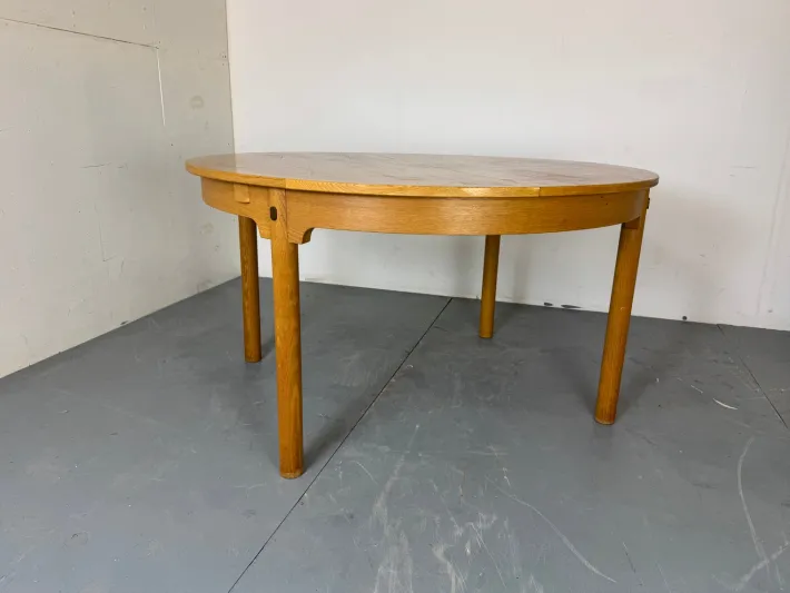 Pamono Mid-Century Danish Round Extendable Oak Dining Table by Borge Mogensen for Karl Andersson & Söner, 1950s Discount