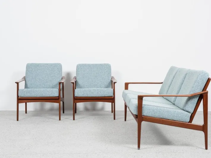 Pamono Mid-Century Danish Sofa Set in Teak attributed to Ib Kofod Larsen, Set of 3 Outlet