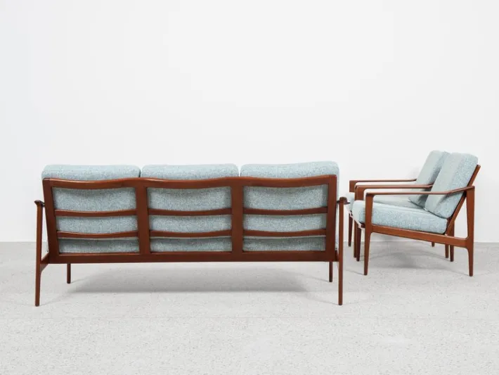 Pamono Mid-Century Danish Sofa Set in Teak attributed to Ib Kofod Larsen, Set of 3 Outlet