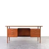 Pamono Mid-Century Danish Teak Executive Desk by Kai Kristiansen for FM Møbler, 1960s Sale