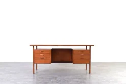 Pamono Mid-Century Danish Teak Executive Desk by Kai Kristiansen for FM Møbler, 1960s Sale