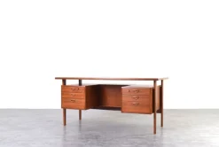 Pamono Mid-Century Danish Teak Executive Desk by Kai Kristiansen for FM Møbler, 1960s Sale