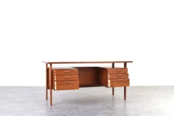 Pamono Mid-Century Danish Teak Executive Desk by Kai Kristiansen for FM Møbler, 1960s Sale