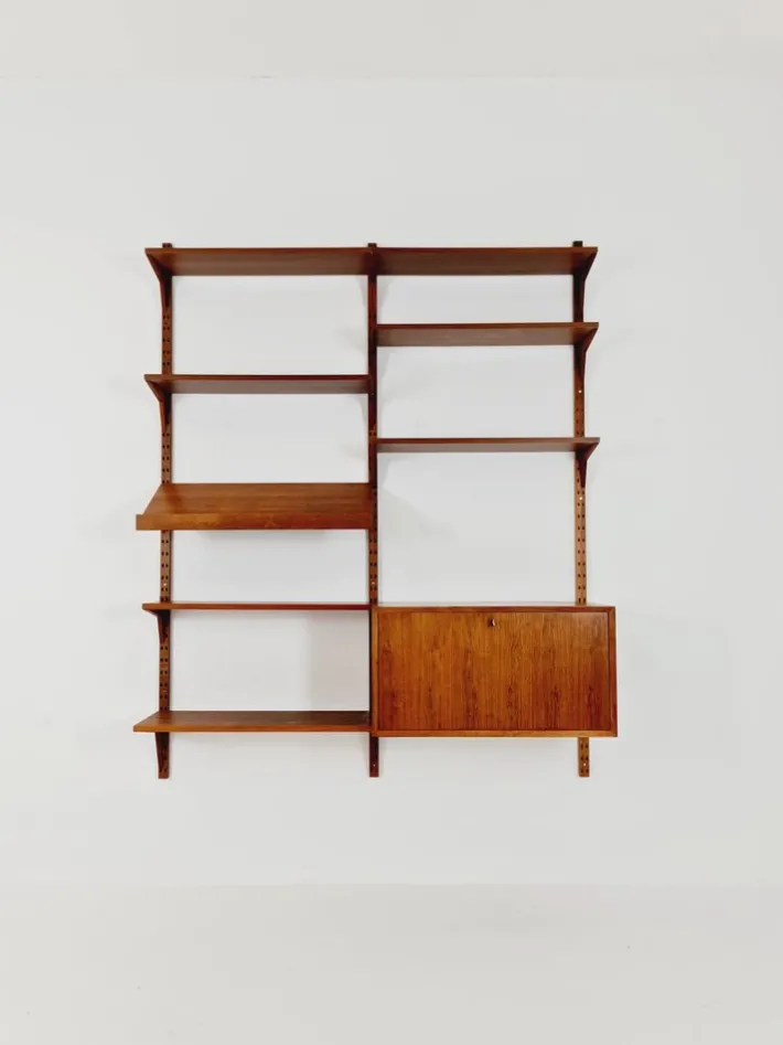 Pamono Mid-Century Danish Walnut Wall Unit with Bar Cabinet by Poul Cadovius for Royal, Denmark, 1960s