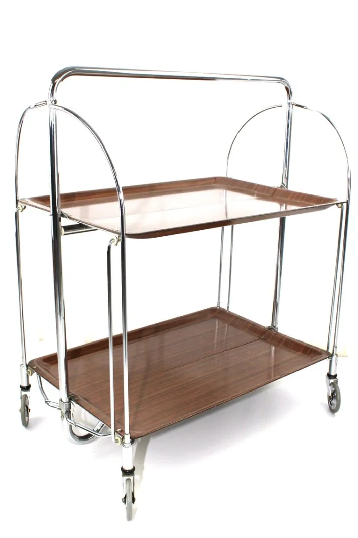 Pamono Mid-Century Dinett Foldable Serving Trolley from Bremshey Solingen, 1960s Hot