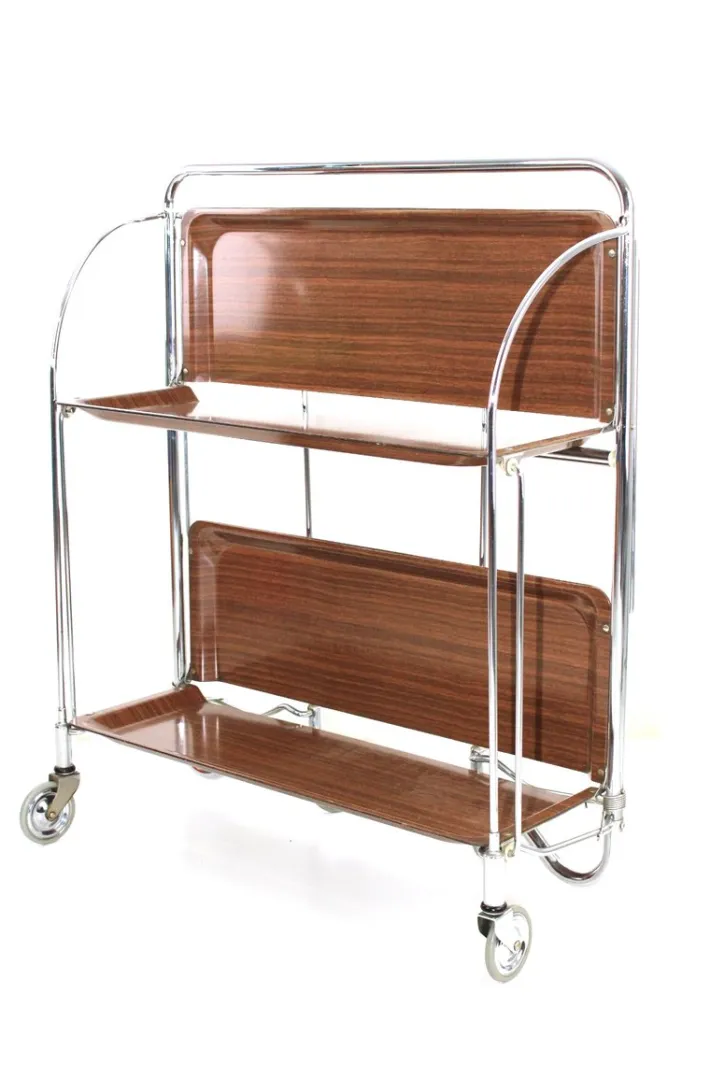 Pamono Mid-Century Dinett Foldable Serving Trolley from Bremshey Solingen, 1960s Hot