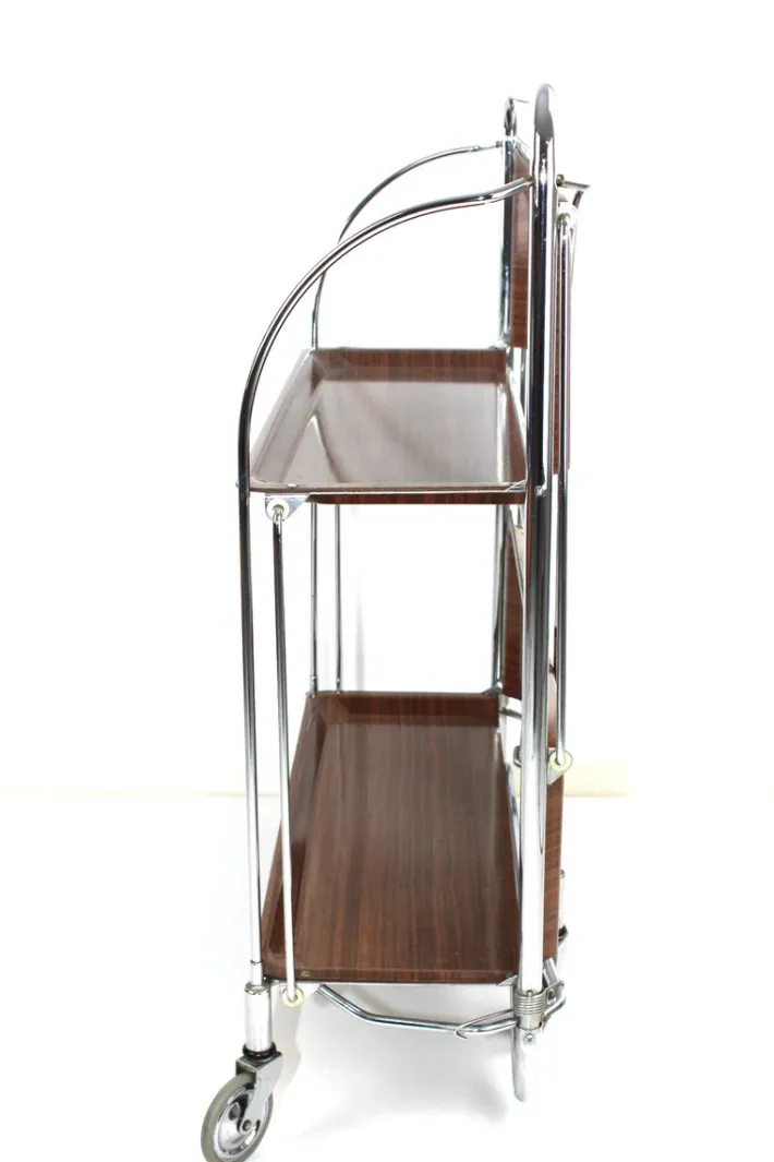Pamono Mid-Century Dinett Foldable Serving Trolley from Bremshey Solingen, 1960s Hot