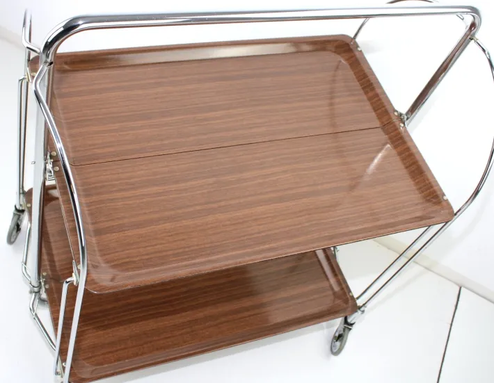 Pamono Mid-Century Dinett Foldable Serving Trolley from Bremshey Solingen, 1960s Hot