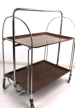 Pamono Mid-Century Dinett Foldable Serving Trolley from Bremshey Solingen, 1960s Hot