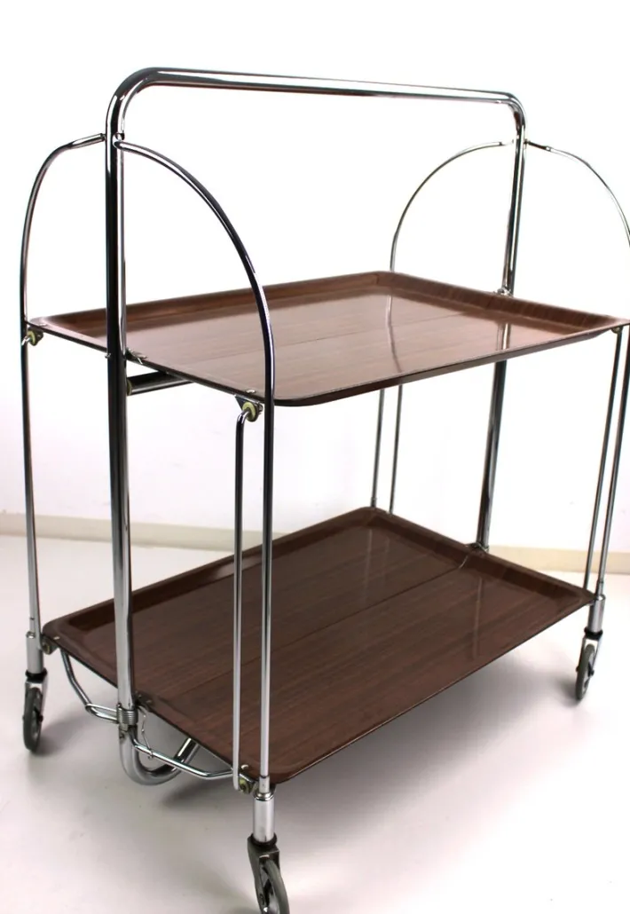 Pamono Mid-Century Dinett Foldable Serving Trolley from Bremshey Solingen, 1960s Hot