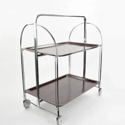 Pamono Mid-Century Dinette Foldable Serving Trolley from Bremshey Solingen, 1950s New