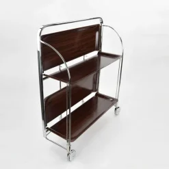 Pamono Mid-Century Dinette Foldable Serving Trolley from Bremshey Solingen, 1950s New