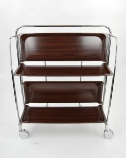 Pamono Mid-Century Dinette Foldable Serving Trolley from Bremshey Solingen, 1950s New