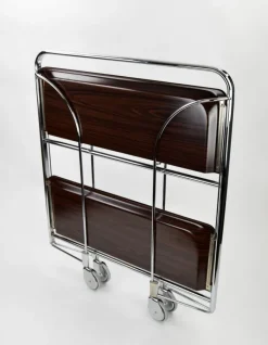 Pamono Mid-Century Dinette Foldable Serving Trolley from Bremshey Solingen, 1950s New