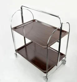 Pamono Mid-Century Dinette Foldable Serving Trolley from Bremshey Solingen, 1950s New