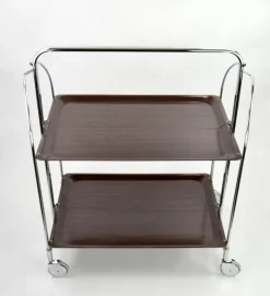 Pamono Mid-Century Dinette Foldable Serving Trolley from Bremshey Solingen, 1950s New