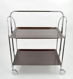 Pamono Mid-Century Dinette Foldable Serving Trolley from Bremshey Solingen, 1950s New