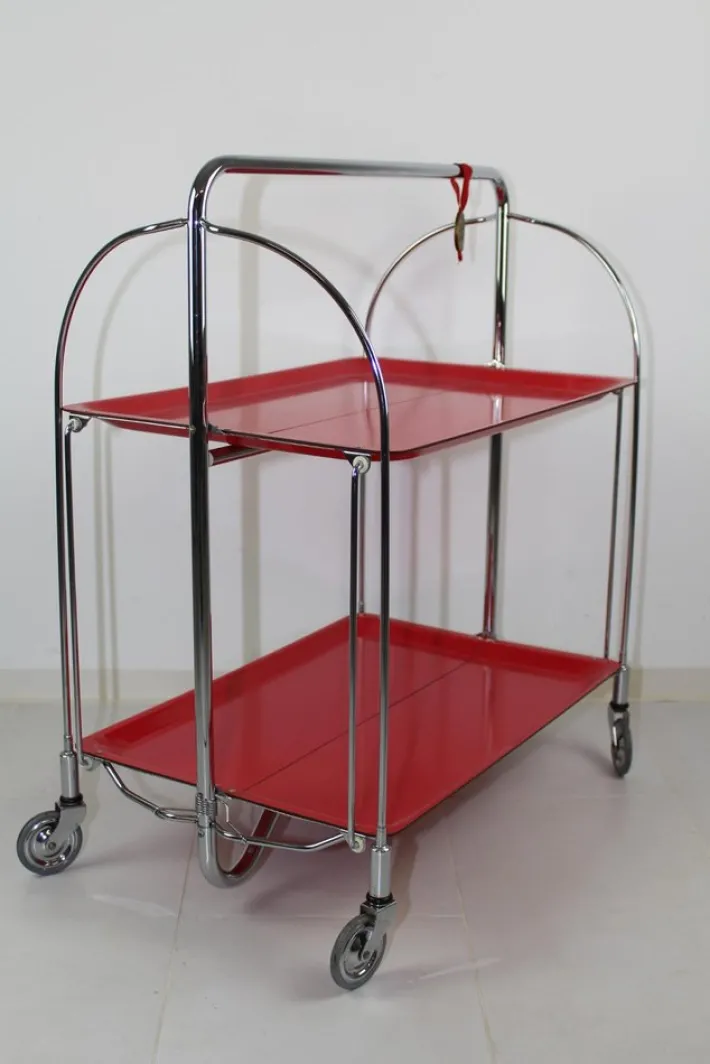 Pamono Mid-Century Dinette Foldable Serving Trolley from Bremshey Solingen, 1960s Outlet