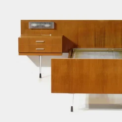 Pamono Mid-Century Double Bed in Teak with Nightstands, 1960s