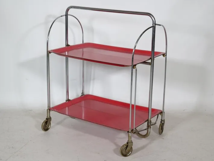 Pamono Mid-Century Folding Serving Trolley from Bremshey, 1960s New