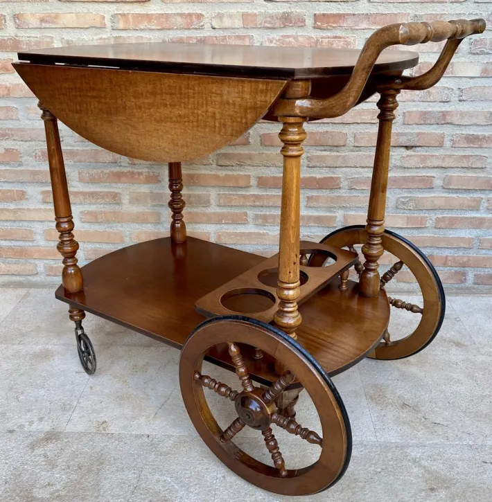 Pamono Mid-Century French Wooden Bar Cart Trolley, 1950s Online