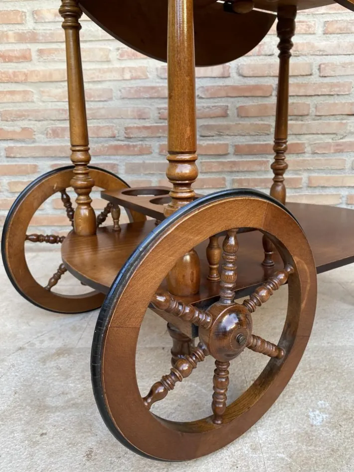 Pamono Mid-Century French Wooden Bar Cart Trolley, 1950s Online