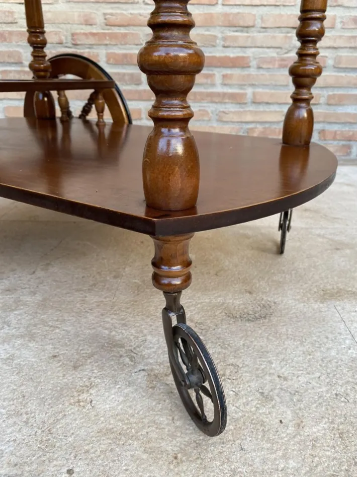 Pamono Mid-Century French Wooden Bar Cart Trolley, 1950s Online