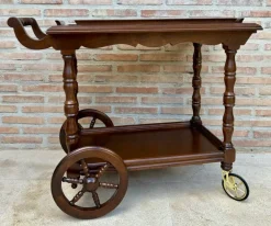 Pamono Mid-Century French Wooden Bar Cart Trolley, 1950s Hot
