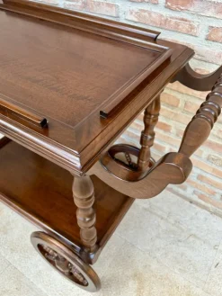 Pamono Mid-Century French Wooden Bar Cart Trolley, 1950s Hot