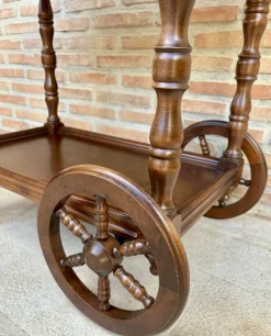 Pamono Mid-Century French Wooden Bar Cart Trolley, 1950s Hot