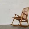 Pamono Mid-Century German Rattan Rocking Chair from Deutschen Werkstätten Hellerau, 1960s