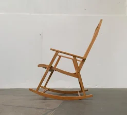 Pamono Mid-Century German Rattan Rocking Chair from Deutschen Werkstätten Hellerau, 1960s