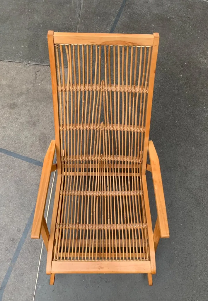 Pamono Mid-Century German Rattan Rocking Chair from Deutschen Werkstätten Hellerau, 1960s