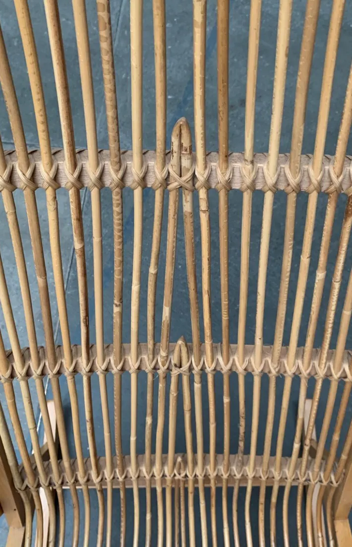 Pamono Mid-Century German Rattan Rocking Chair from Deutschen Werkstätten Hellerau, 1960s