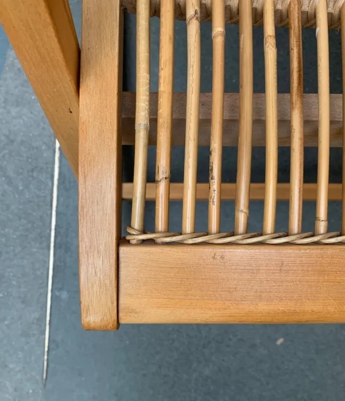 Pamono Mid-Century German Rattan Rocking Chair from Deutschen Werkstätten Hellerau, 1960s
