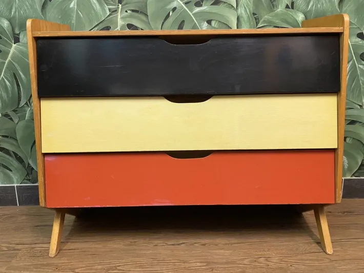 Pamono Mid-Century German Red, Yellow and Black Formica Shoe Cabinet, 1950s Hot