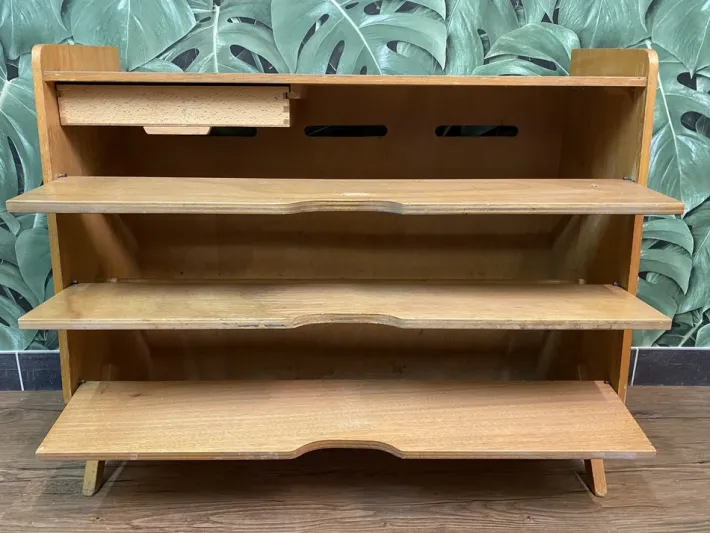 Pamono Mid-Century German Red, Yellow and Black Formica Shoe Cabinet, 1950s Hot