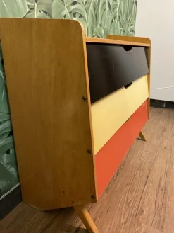 Pamono Mid-Century German Red, Yellow and Black Formica Shoe Cabinet, 1950s Hot
