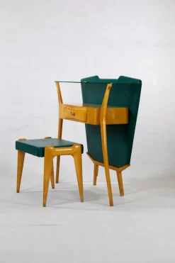 Pamono Mid-Century Green Console Table with Stool, Set of 2 Best