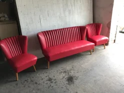 Pamono Mid-Century Hungarian Vinyl Living Room Set, 1960s, Set of 3 New