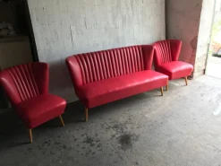 Pamono Mid-Century Hungarian Vinyl Living Room Set, 1960s, Set of 3 New