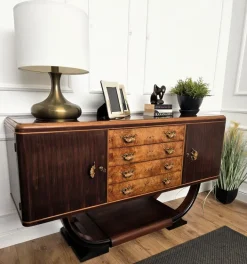 Pamono Mid-Century Italian Art Deco Style Walnut Burl Credenza by Paolo Buffa, 1940s Best