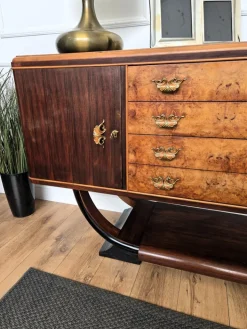 Pamono Mid-Century Italian Art Deco Style Walnut Burl Credenza by Paolo Buffa, 1940s Best