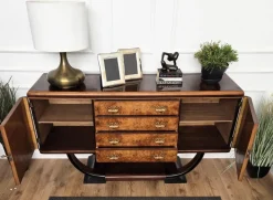 Pamono Mid-Century Italian Art Deco Style Walnut Burl Credenza by Paolo Buffa, 1940s Best