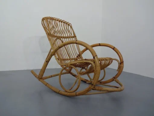 Pamono Mid-Century Italian Bamboo Rocking Chair, 1950s Outlet