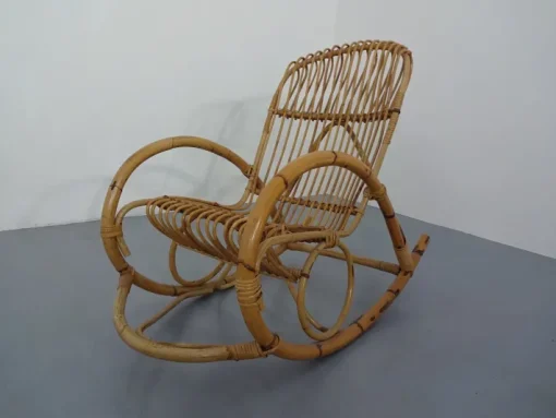 Pamono Mid-Century Italian Bamboo Rocking Chair, 1950s Outlet