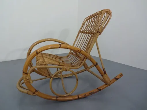 Pamono Mid-Century Italian Bamboo Rocking Chair, 1950s Outlet