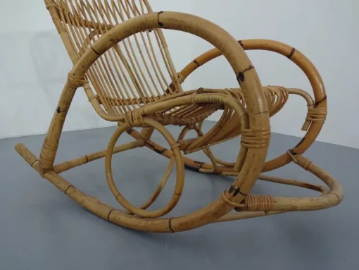 Pamono Mid-Century Italian Bamboo Rocking Chair, 1950s Outlet