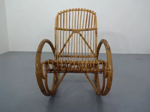 Pamono Mid-Century Italian Bamboo Rocking Chair, 1950s Clearance